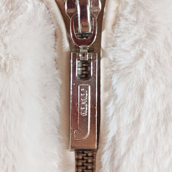 JouJou Women's M Cream Faux Fur Zip Hoodie Jacket Satin Lined Cozy Winter Coat - Picture 6 of 10